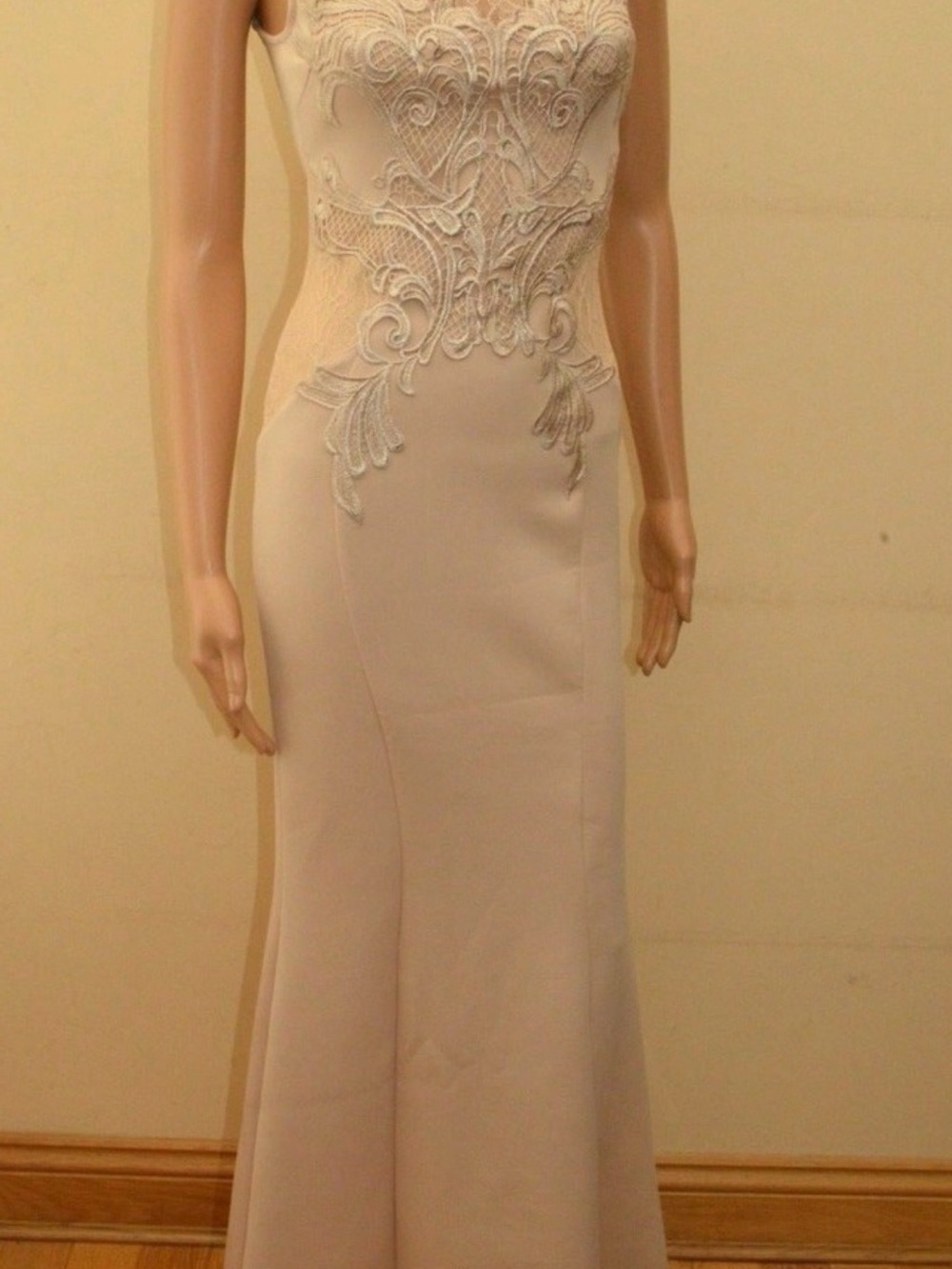 Lipsy Cream Lace-Appliqué Maxi Dress